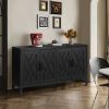 60 inches Modern Farmhouse Accent Cabinet with 4 Doors and Adjustable Shelf Wood Sideboard Buffet Cabinet Console Table Credenza Buffet Table for Kitc