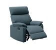 Dark Blue Burlap Fabric Recliner Motion Recliner Chair 1pc Couch Manual Motion Living Room Furniture