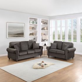 Elegant Luxury Dark Coffee Bonded Velvet 2pc Sofa Set Sofa Loveseat Pillows Living Room Furniture