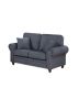 Elegant Luxury Blue Gray Tweed Like Fabric 2pc Sofa Set Sofa Loveseat Pillows Living Room Furniture