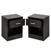 2pcs Night Stands with Drawer Black
