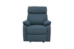 Dark Blue Burlap Fabric Recliner Motion Recliner Chair 1pc Couch Manual Motion Living Room Furniture
