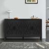 60 inches Modern Farmhouse Accent Cabinet with 4 Doors and Adjustable Shelf Wood Sideboard Buffet Cabinet Console Table Credenza Buffet Table for Kitc