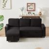 FX78.7" Comfortable Corduroy L-Shaped Combo Sofa Bed, Living Room Furniture Set for Tight Spaces, Reversible Sleeper Combo Sofa with Pullout Bed
