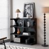 Multifunctional 4-Tier Black Book Shelf & Coffee Table for Living Room Bedroom Dining Room Study Entryway, Creative Furniture Floor Bookshelf