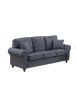 Elegant Luxury Blue Gray Tweed Like Fabric 2pc Sofa Set Sofa Loveseat Pillows Living Room Furniture