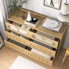 Wood 6 Drawer Dresser for Bedroom, Large Double Dresser with Wide Drawers, Modern Chest of Drawers,Storage Organizer Dresser,Nursery Dresser