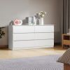 FCH 6 Drawer Double Dresser for Bedroom, Wide Storage Cabinet for Living Room Home Entryway, White