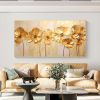Hand Painted Oil Painting Original Gold Flower Oil Painting on Canvas Large Wall Art Abstract Minimalist Floral Wall Art Custom Painting Modern Living