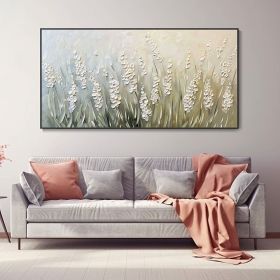 Hand Painted Fresh Floral Oil Painting Abstract Spring Meadow Scenery Canvas Texture Custom Cafe Restaurant Wall Art For Home Decor Delicate (Style: 01, size: 140x280cm)