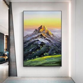 Hand Painted Original Mountain Peaks Oil Painting On Canvas Abstract Mountain Canvas Wall Art Large Landscape Wall Art For Living Room Bedroom Décor (Style: 01, size: 60X90cm)
