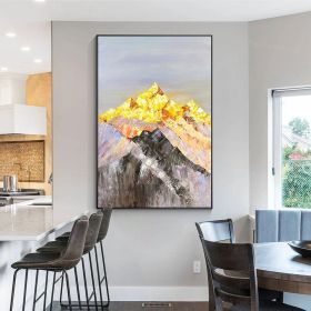 Handmade Oil Painting Gold Mountain Art Abstract Landscape Painting Platte Knife Art Yellow Gold Textured Painting Black Art Colorful Art Office Wall (Style: 01, size: 50X70cm)