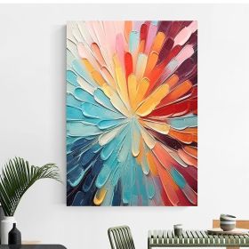 Handmade Oil Painting Large Textured Floral Wall Art Boho Wall Decor Rainbow Oil Painting Original Painting Neon Colorful Flower Petals Abstract Wall (Style: 01, size: 100X150cm)