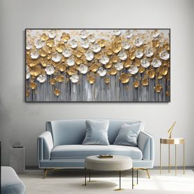 Original Gold Floral Abstract Handmade Oil Painting Designer Limited Gold Leaf Painting Modern Light Luxury Canvas Wall Art Room Wall Home Decor Gift (Style: 01, size: 40x80cm)