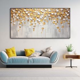 Hand Painted Golden Texture Knife Painting Abstract Autumn Leaves Landscape Oil Painting Home Wall Deco Original Modern Light Luxury Housewarming Gift (Style: 01, size: 70x140cm)