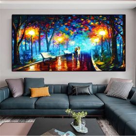 Hand Painted Night Thick Modern Canvas Oil Paintings Wall Art Abstract Landscape Pictures For Living Room Home Decoration (size: 150X220cm)