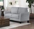 Modern 1pc Loveseat Textured Fabric Upholstered Rounded Arms Attached Cushions Transitional Living Room Furniture