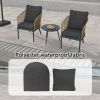 Outdoor Wicker Chairs and Table Bistro Conversation Furniture Set, 3 Pieces for Porch, Balcony, Deck, Patio, Backyard, Natural Color
