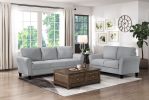Modern 1pc Loveseat Textured Fabric Upholstered Rounded Arms Attached Cushions Transitional Living Room Furniture